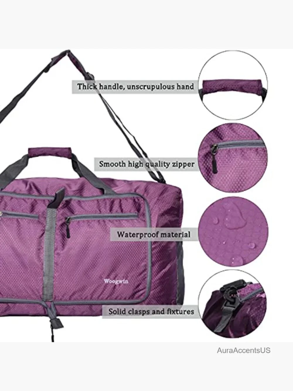 Large Foldable Waterproof Travel Duffel Bag for Gym Sports